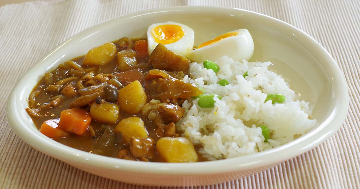 カレー　枝豆