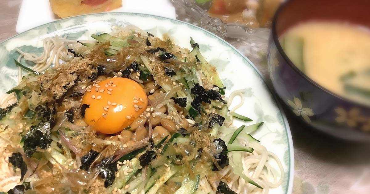 そうめん　納豆