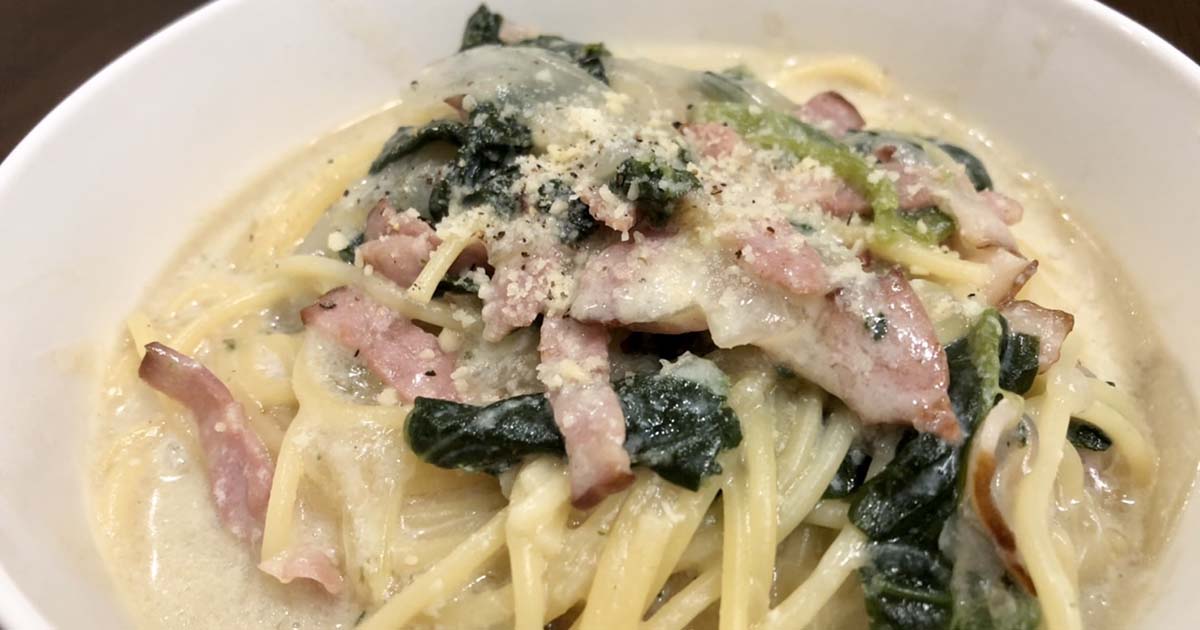 クリームパスタ　豆乳