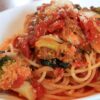 トマトパスタ　ブロッコリー