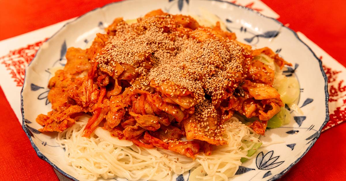 豚キムチ　そうめん