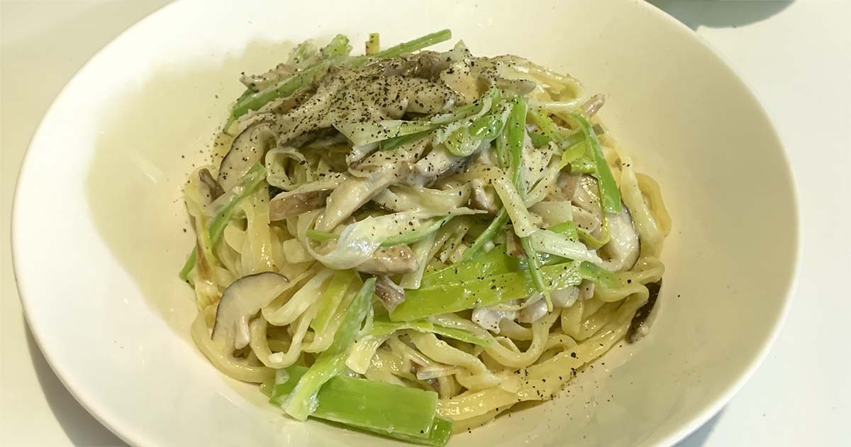 ねぎとしいたけのパスタ